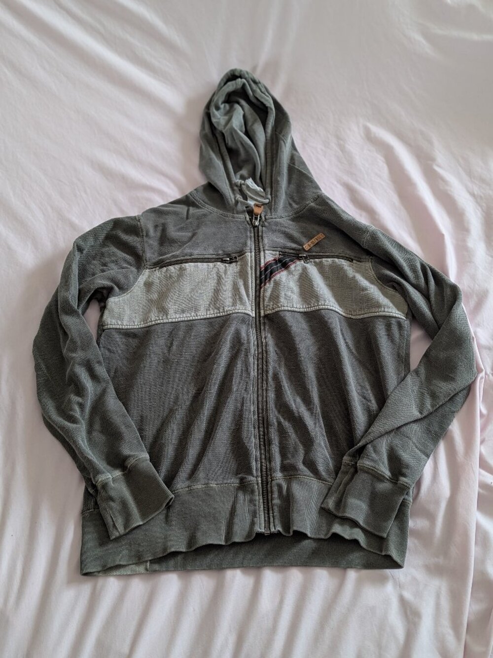 55DSL Green Striped Zip Up Hoodie Size S